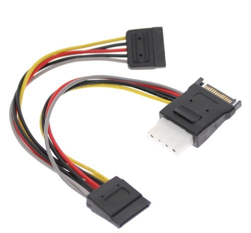 SATAGear 7in. SATA Power Splitter Cable Molex 4-Pin Output Dual 15-pin Sata Output