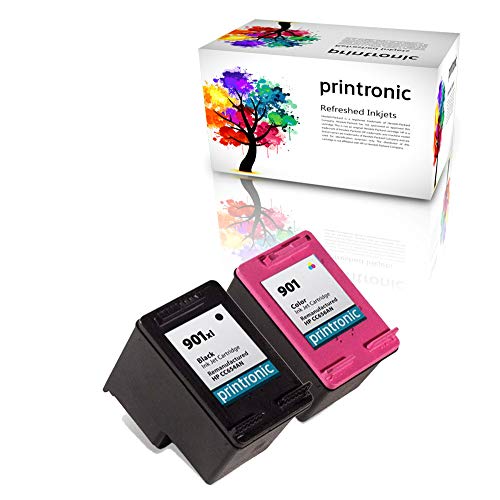Printronic 2 Pack Remanufactured HP 901XL HP 901 Ink Cartridge for HP Officejet 4500 J4580 J4660 J4550 J4540 J4524 Printers (1 Black 1 Color)