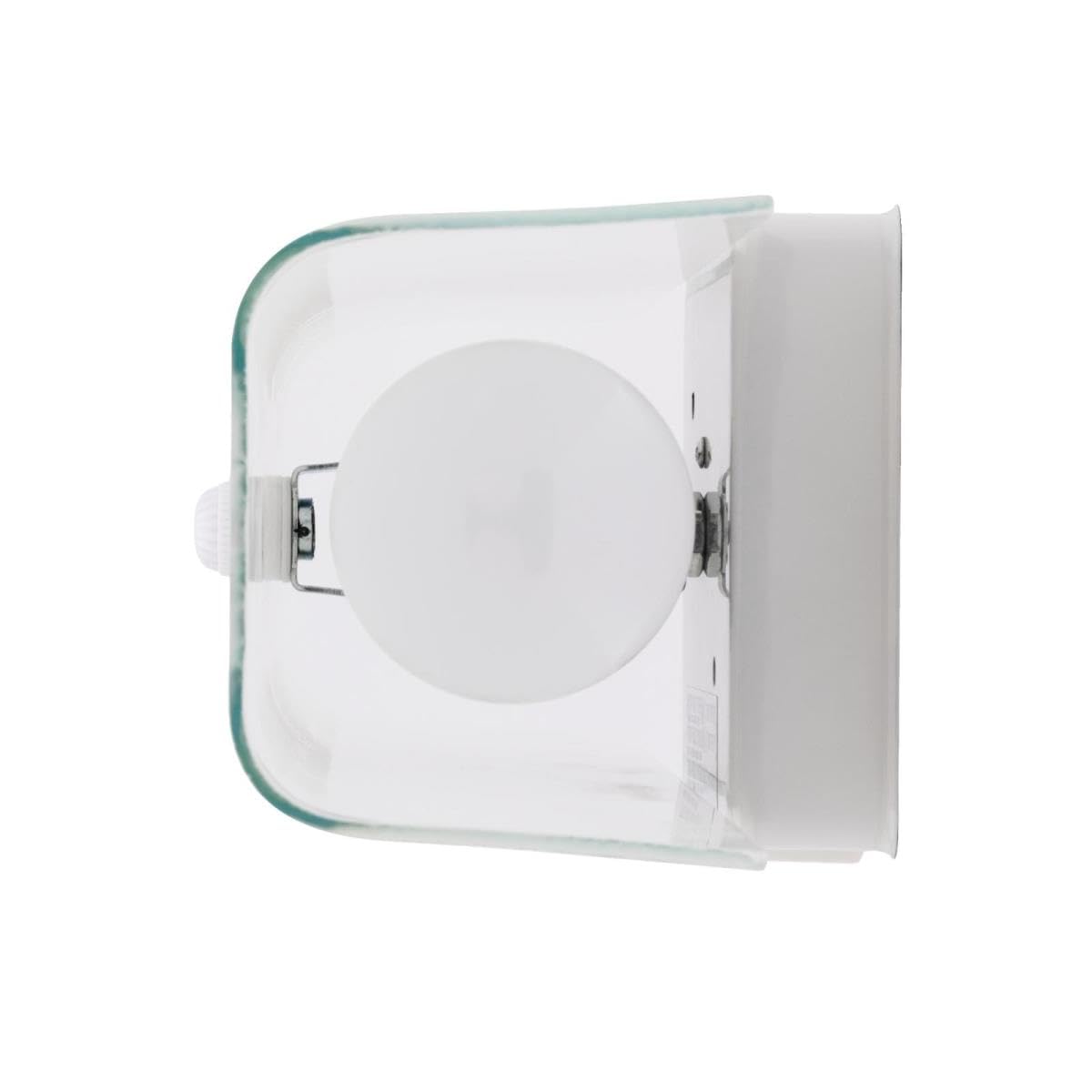 Two-Light Interior Wall Fixture with Ground Convenience Outlet, White Finish Base with White Ceramic Glass