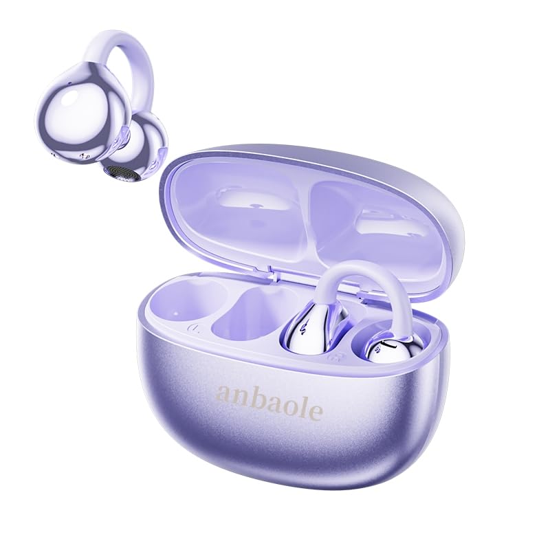 anbaole Open Ear Headphones, Wireless Earbuds for Sports Running Gym, 24H Battery, Sweat Proof, BT5.4, Noise Cancelling Mic, Wireless Charging Case
