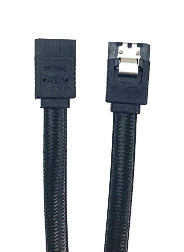 Micro Connectors 2-Pack 40” SATA III Straight Nylon Sleeved Cable with Locking Latch - Black (F03-40SLBK-2)