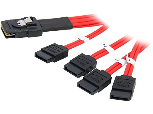 AYA Mini SAS to 4-SATA (7-Pin) SFF-8087 Multi-Lane Forward Breakout Internal Cable 19 Inch