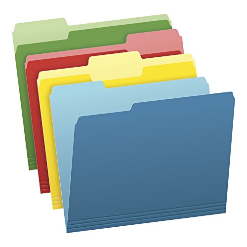 Pendaflex Colored File Folders, 36 Pack, Letter Size (8.5" x 11"), 3 Tabs, Durable Paper, Assorted Colors: Green, Yellow, Red & Blue, Color-Coding
