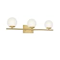 YHTlaeh Brushed Brass Bathroom Vanity Light fixtures,24‘’ 3 Lights Modern Globe Glass Shade Wall Sconce for Over Mirror, Damp Rated