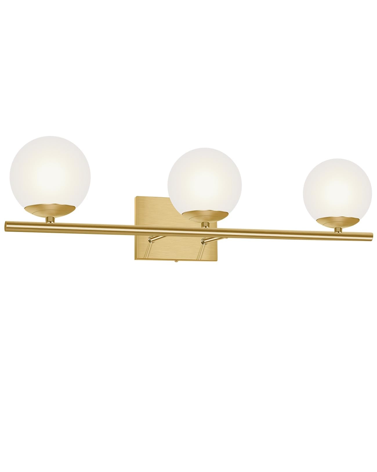 YHTlaeh Brushed Brass Bathroom Vanity Light fixtures,24‘’ 3 Lights Modern Globe Glass Shade Wall Sconce for Over Mirror, Damp Rated