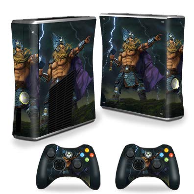 MightySkins Skin Compatible with Xbox 360 S Console - God of Thunder | Protective, Durable, and Unique Vinyl Decal wrap Cover | Easy to Apply, Remove