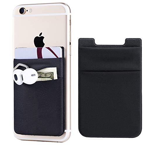 2Pack Adhesive Phone Pocket,Cell Phone Stick On Card Wallet Sleeve,Credit Cards/ID Card Holder(Double Secure) with Sticker for Back of iPhone,Android
