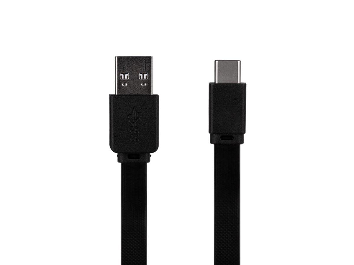 Monoprice Flat USB Type-C to Type-A 3.2 Gen1 Charge and Sync Cable - 5Gbps, 3 Amp Charging, Reversible Connector, Resists Tangling, Compatible