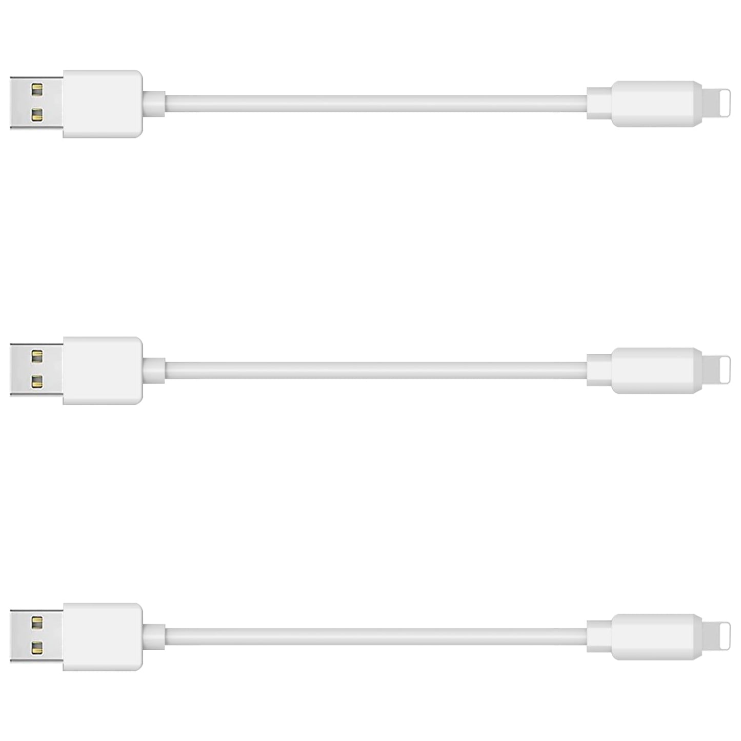 MSTJRY 3 Pack 10 Inch Short USB-A to L Cables 3A Charging Cable, White