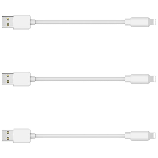 MSTJRY 3 Pack 10 Inch Short USB-A to L Cables 3A Charging Cable, White