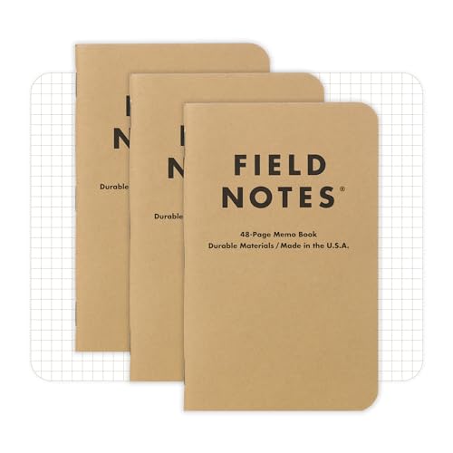 Field Notes: Original Kraft 3-Pack - Mixed Paper (1 Graph/Grid, 1 Ruled/Lined, 1 Plain/Blank) Memo Books - 48 Page Pocket Notebooks - 3.5" x 5.5"