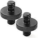 1/4" Male to 1/4" Male Threaded Tripod Screw Adapter Double Sided Standard Mounting Thread Converter for Camera Cage Mount (2 Pack)
