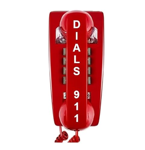Industrial-Grade Emergency Wall Phone with Hotline Dialer Pre-Programmed to Auto dial 911 (Off-Hook) - RED by HQTelecom