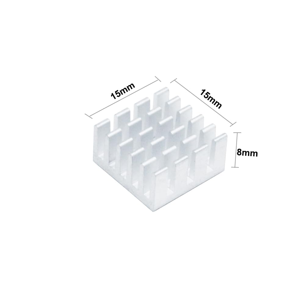 20pcs Aluminum Heatsink 0.59x0.59x0.31inch / 15x15x8mm Heat Sink with Thermal Conductive Adhesive Tape for Raspberry pi Electronic Chip RAM IC