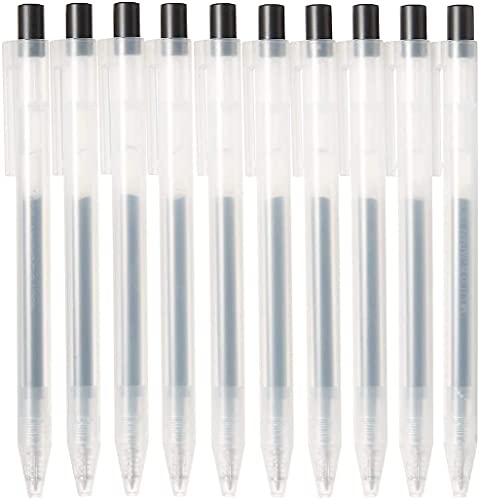 Muji Smooth Gel Ink Ballpoint Pen Knock Type 10-Pieces Set, 0.5 mm Nib Size, Black