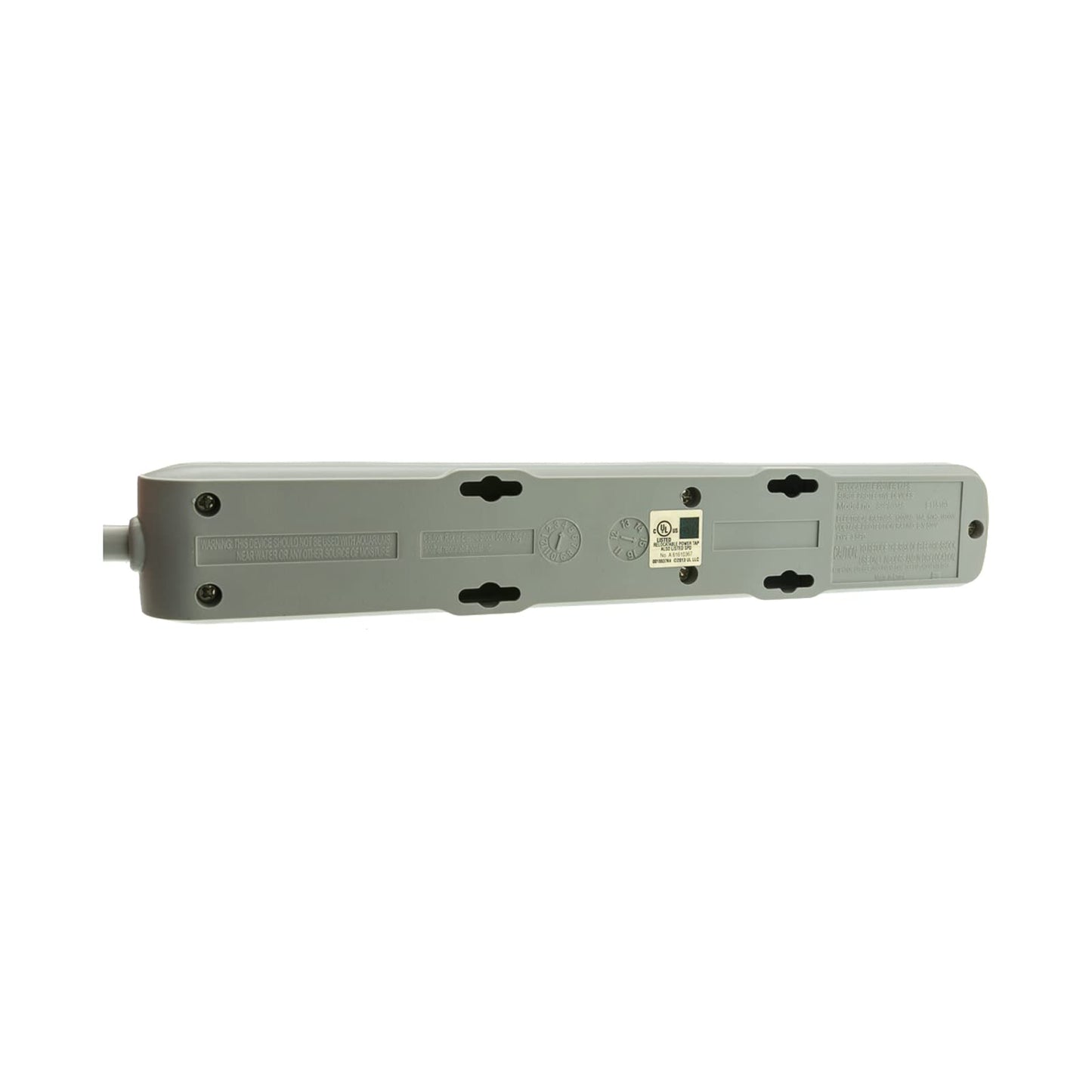 15 feet Surge Protector, Flat Rotating Plug, 6 Outlet, Gray Horizontal Outlets, Plastic, 15ft Power Cord, Surge Protector Multi Plug, CableWholesale
