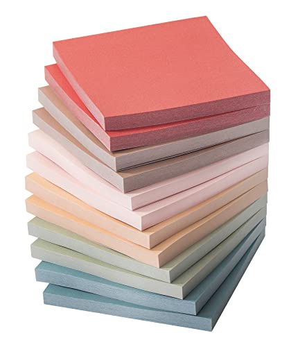 Mr. Pen- Sticky Notes, 3"x3", 12 Pads, 600 Sheets, Vintage Colors