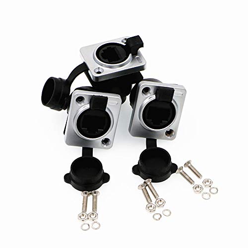 Uonecn RJ45 Waterproof Connector Dust Plug 3 PCS RJ45 Connectors IP65 Mount Ethernet Panel Connector.