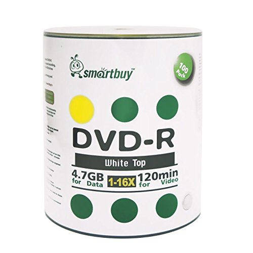 Smartbuy 200-disc 4.7gb/120min 16x DVD-R White Top Blank Recordable Disc