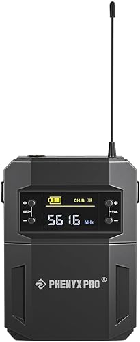 Phenyx Pro Wireless Bodypack Transmitter, UHF Bodypack with 3-Pin XLR Jack, Selectable 30 Frequencies, Compatible with PTU-52/PTU-5200/PTU-4200