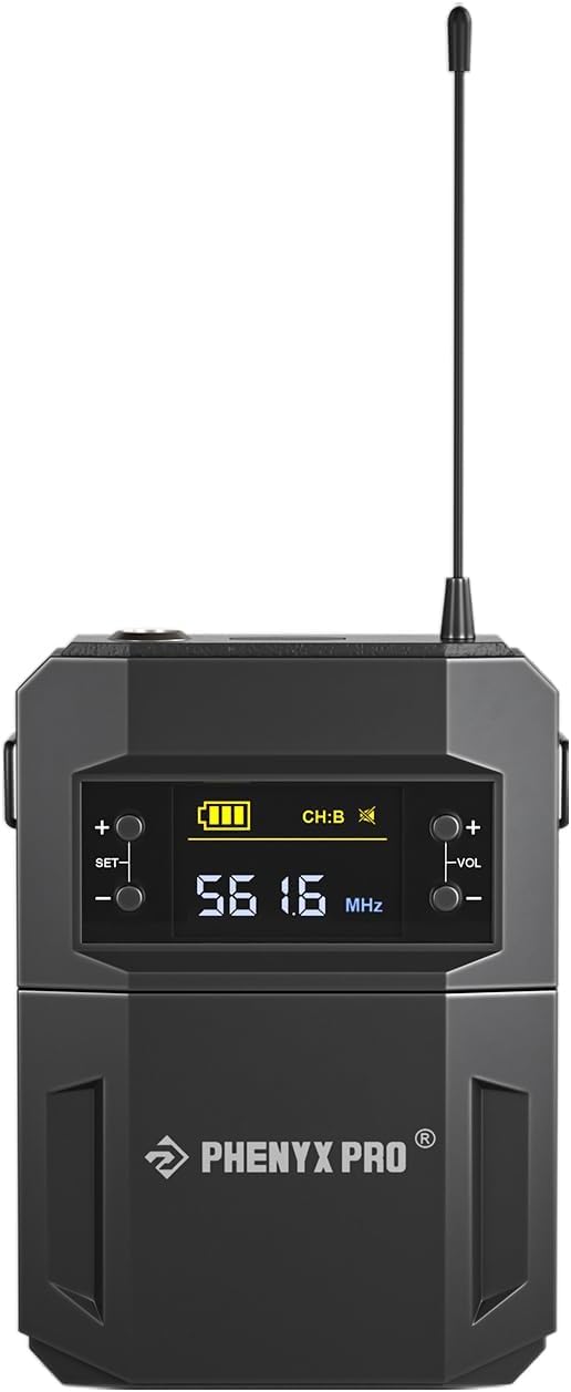 Phenyx Pro Wireless Bodypack Transmitter, UHF Bodypack with 3-Pin XLR Jack, Selectable 30 Frequencies, Compatible with PTU-52/PTU-5200/PTU-4200