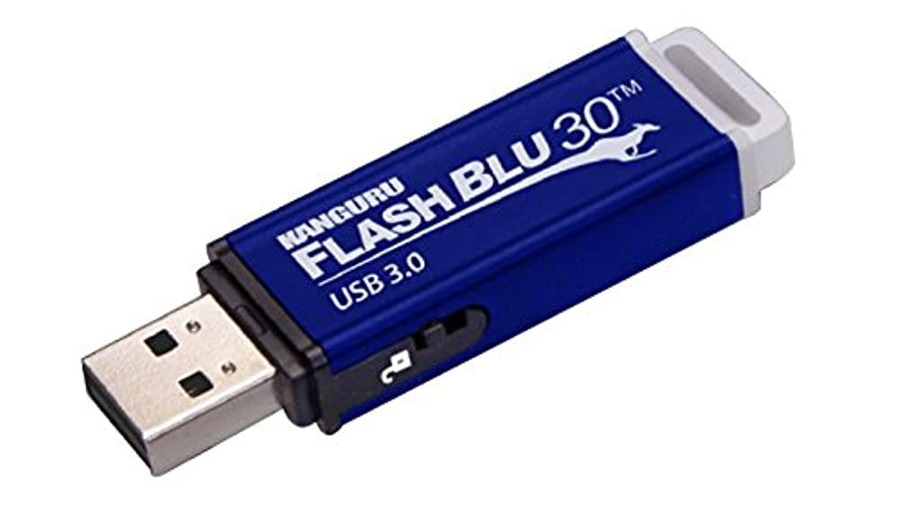 Kanguru FlashBlu30 - 64GB USB Flash Drive - Physical Write Protection Switch - Super Fast USB 3.0