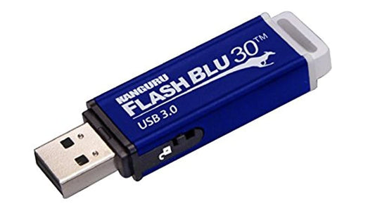 Kanguru FlashBlu30 - 64GB USB Flash Drive - Physical Write Protection Switch - Super Fast USB 3.0