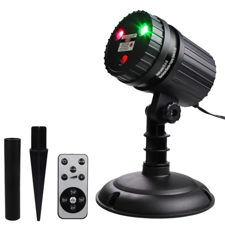 Christmas Laser Projector Lights, 8 Patterns LED Projection Lights with Remote, Landscape Projector Spotlights, Red and Green Star Show, Decoration