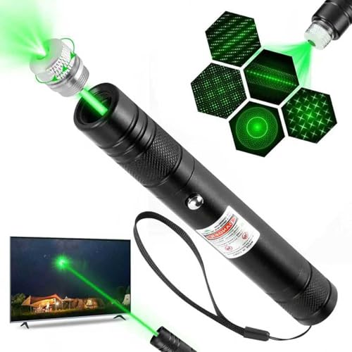JANHER High Power Green Laser Pointer with Removable Star Cap, Long Range Single Pinpoint Mode, Built-in USB Rechargeable Lazer for Astronomy, Hiking