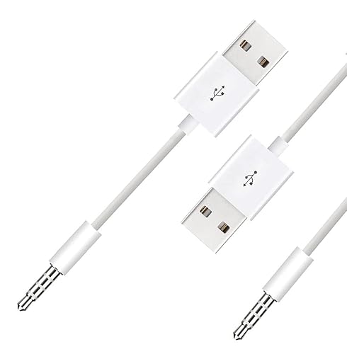 Sidiyang USB Power Charger and Sync Data Cable,2-Pcs Compatible for iPod Shuffle Charger Cable Compatible for iPod Shuffle 3rd 4th 5th Generation