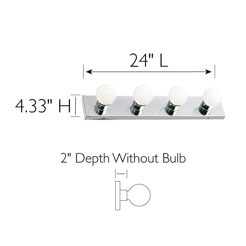 Design House 500892 4-Light Vanity Strip Light Contemporary Dimmable for Bathroom, Bedroom, Makeup Vanity, Polished Chrome