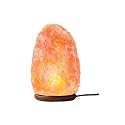 AMOYSTONE Portable Salt Lamp 6-7 Inch, Natural Himalayan Crystal with Wood Base & Dimmer(4-6 lbs)