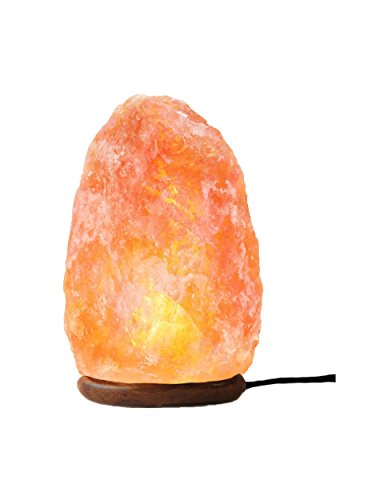 AMOYSTONE Portable Salt Lamp 6-7 Inch, Natural Himalayan Crystal with Wood Base & Dimmer(4-6 lbs)