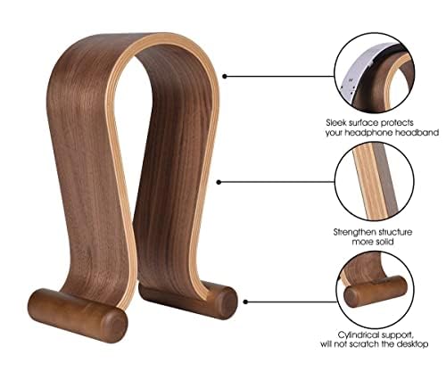 SAMDI Wood Headphone Stand, Headphone Holder Wood Headset Stand Compatible for Sony, Bose, Shure, Jabra, JBL, AKG Gaming Headphones Display et