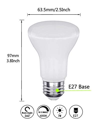 CTKcom 7W BR20 LED Light Bulb (4 Pack)- 2.5 inch 65W Equivalent Indoor/Outdoor Lighting Super Bright 6000K Daylight White 120° Beam Angle LED Indoor