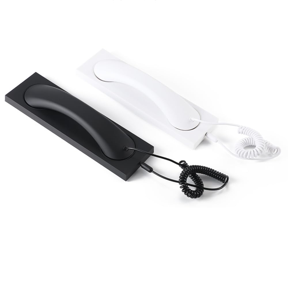 Fumei 3.5mm Retro Telephone Handset Reduce Cell Phone Radiation Mic Speaker Handheld Receiver for Andriod Phone iPhone/iPad (White&Base)