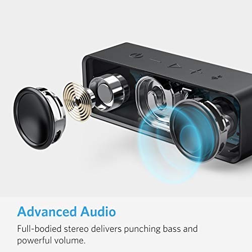 Anker Bluetooth Speaker with Loud Stereo Sound, 24-Hour Playtime, 66 ft Range, Built-in Mic. Perfect Portable Wireless Speaker for iPhone, Samsung