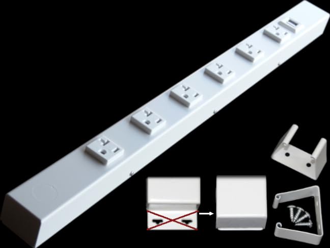 24” Hardwired Power Strip (NO Power Cord), 6 (NEMA 5-20R) Vertical Outlets (NOT Tamper Resistant), NO Ears (Without mounting tabs on Both Ends), 20