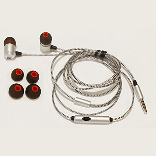 Premium Sound Quality Wired Headset Metal Earbuds Earphones Microphone for Net10, Straight Talk, Tracfone Samsung Galaxy S7, S6, Edge+, S5, S4…