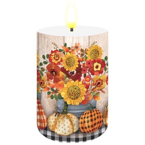 Briarwood Lane Fall Flameless Candle 6x3 Autumn Arrangement Flameless Candle with Timer for Fall