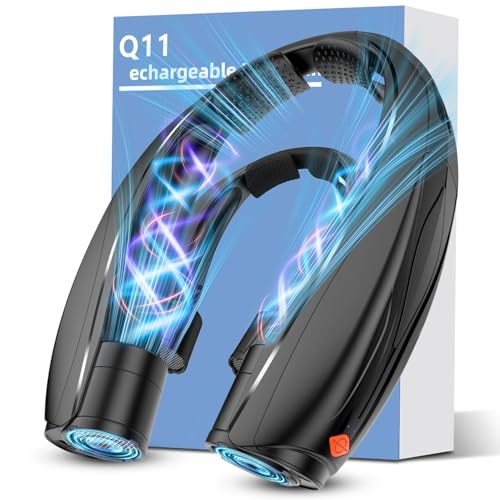 Wusrop Portable Neck Fan, 6000mAh Rechargeable Personal Fan, 6 Speeds Hands Free Wearable Fan with 360° Surround Airflow, Ideal for Travel, Office