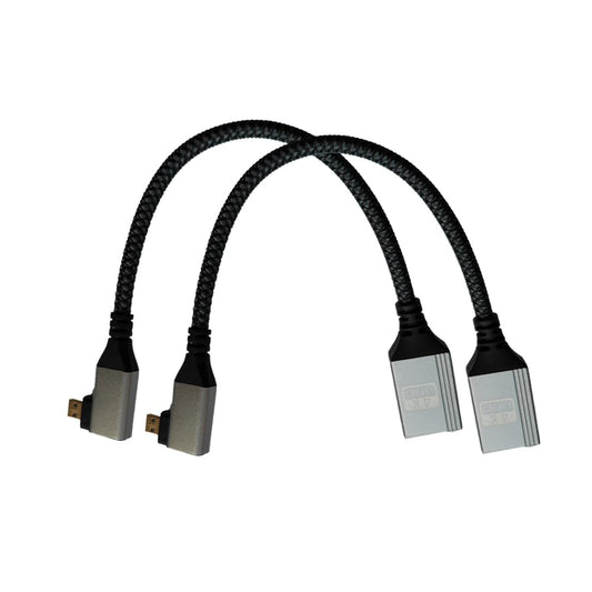 Seadream 4k Angled Micro HDMI to HDMI Adapter Cable 2Pack Nylon Braided 90°Degree Right Angled Micro HDMI Male to HDMI Female Cable 4K@60Hz HDR 3D