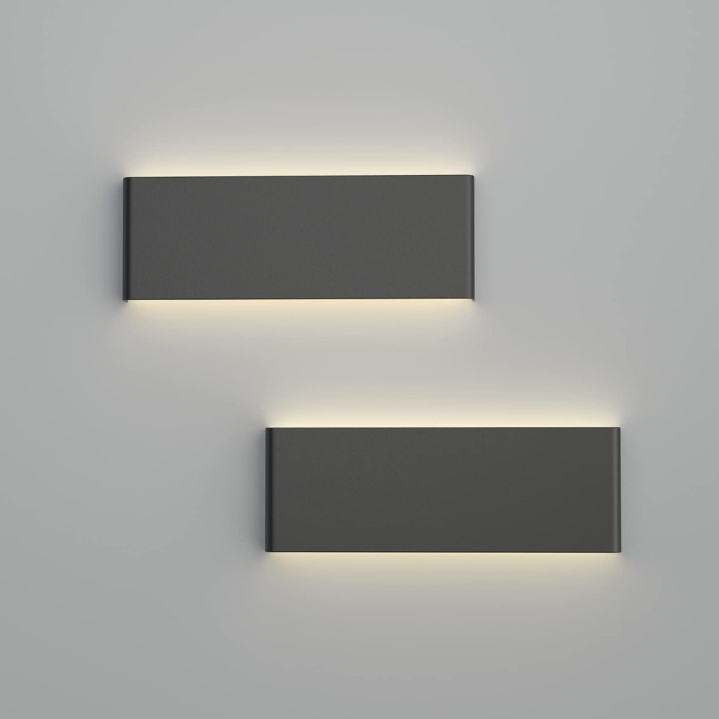 Ralbay 15.7in LED Modern Matte Black Wall Sconce 2-Pack Aluminum Indoor LED Up and Down Modern Bathroom Wall Lighting Fixtures 14W Warm White Light