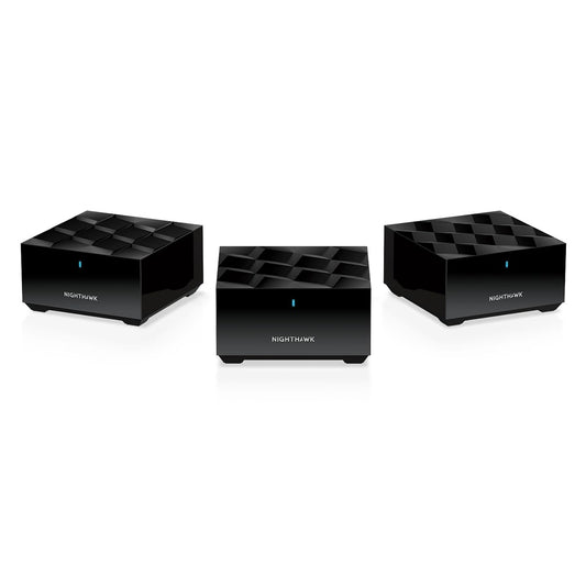 NETGEAR Nighthawk Tri-Band Whole Home Mesh WiFi 6 System (MK73S) - Router + 2 Satellite Extenders - 3Gbps Speed - Coverage up to 4,500 sq. ft., 25