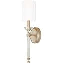 Capital Lighting 644811BS-703 Breigh Modern Luxe White Fabric Wall Sconce with Acrylic Rod & Bobeche, 1-Light 60 Watt, 18" H x 5" W, Brushed Champagne