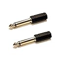 (2) Pack 3.5mm Female Mono to 1/4 Inch (6.3mm) Male Mono Plug Adapter Connector Changer