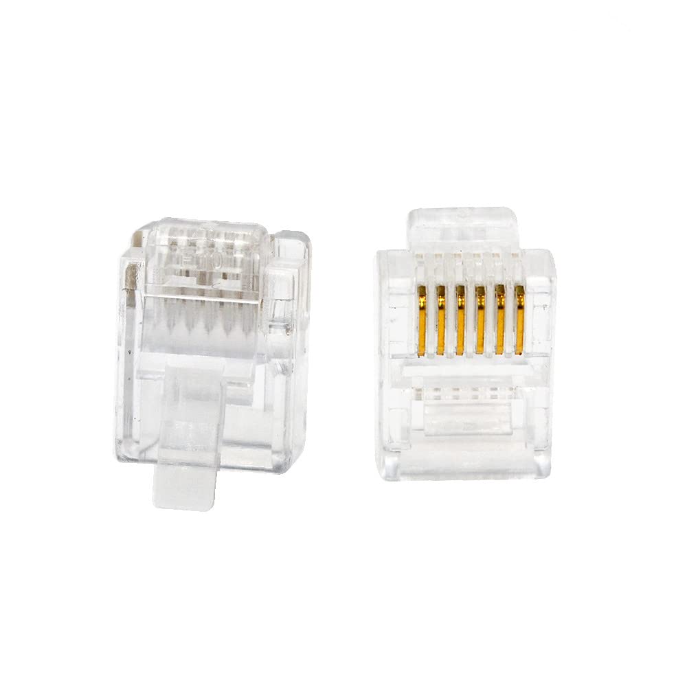 SMITON 100PACK Telephone Plug 6P6C RJ12 Modular Plug (6/6, Telephone Cord Connector)