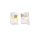 SMITON 100Pack Transparent Color RJ9 Telephone Cable Plug 4P4C Connector
