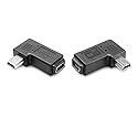 chenyang 2 Pack Mini USB 5 Pin Male to Female 90 Degree Left & Right Angled Extension Connector Adapter