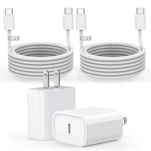 [Apple MFi Certified] iPhone Air/17 Charger,USB C Fast Charging 2Pack 20W Apple Charger Type C Block 6FT USB C to C Woven Cable for iPhone 17 Pro